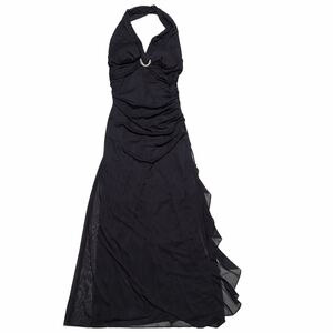Chic Betsy & Adam Halter Black Dress with Draped Design